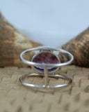 2ct Oval Cut Purple Amethyst Double Split Shank Ring 14k White Gold Finish
