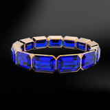 5Ct Emerald Cut Blue Sapphire Elegant Eternity Wedding Band 14K Rose Gold Finish