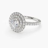 2.1ct Round Cut Moissanite Dual Halo Women Engagement Ring 14k White Gold Plated