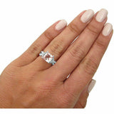 3.5ct Cushion Cut Peach Morganite Split Shank Solitaire Ring 14K White Gold Over