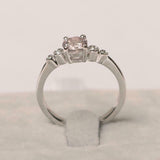 1ct Round Peach Morganite Engagement Ring 5 Stone Solitaire 14k White Gold Over