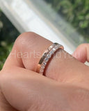 0.5ct Round Cut Moissanite Dual Row Eternity Wedding Band 14k Yellow Gold Plated