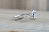1.5ct Cushion Blue Aquamarine Engagement Ring 14k White Gold Finish Diamond Halo