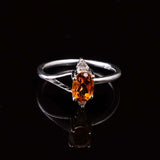 0.4ct Engagement Ring Oval Cut Citrine Stylish Split Shank 14k White Gold Finish