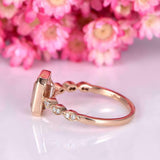 1.5ct Emerald Cut Peach Morganite Engagement Ring Bezel Set 14k Rose Gold Finish