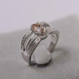 2.3ct Engagement Ring Oval Cut Peach Morganite Split Shank 14k White Gold Finish