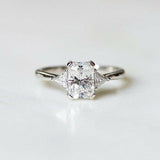 1.3ct Emerald Cut VVS1 D Diamond Solitaire Engagement Ring 14k White Gold Finish