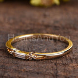 0.2ct Baguette Cut Simulated Diamond Minimalist Ring 14k Yellow Gold Plated