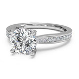2.5ct Round Cut Diamond Solitaire Ring 14k White Gold Finish Channel Set Accents