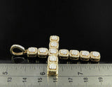 2.6ct Round Cut Diamond Cluster Cross Pendant 14k Yellow Gold Finish NO CHAIN