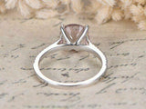 2.1ct Round Cut Peach Morganite Solitaire Engagement Ring 14k White Gold Finish