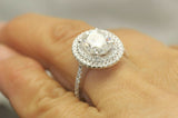 5Ct Oval Cut Diamond Accent Double Halo Engagement Ring 14K White Gold Finish