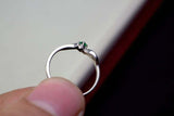 0.25ct Engagement Ring Round Cut Green Emerald Swirl Twist 14k White Gold Finish