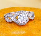 Infinity Solitaire Engagement Ring 1.6ct Round Cut Diamond 14k White Gold Finish