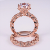 3ct Round Cut Diamond Engagement Ring 14k Rose Gold Finish Milgrain Bridal Set