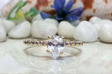1.4ct Engagement Ring Pear Cut Diamond Solitaire with Accent 14k YellowGold Over
