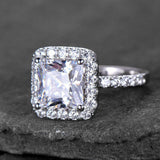 2.4ct Engagement Ring Princess Cut Diamond Round Accent Halo 14k White Gold Over