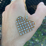 1ct Round Cut Moissanite Cluster Beart Pendant 14k Yellow Gold Plated NO CHAIN