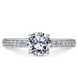 2.2ct Round Cut Diamond Engagement Ring 14k White Gold Finish Channel Set Accent