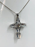 1.2ct Asscher Cut Simulated Diamond Cross Pendant 14k White Gold Plated NO CHAIN