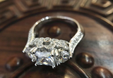 5Ct Princess Cut Diamond Cocktail Vintage Engagement Ring 14K White Gold Finish