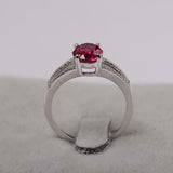 2.4ct Engagement Ring Oval Cut Pink Ruby Split Shank 14k White Gold Finish