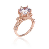 1ct Round Cut Diamond Engagement Ring 14k White Gold Finish Lotus Flower Design