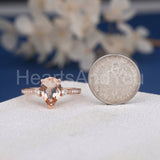 1.2ct Pear Cut Simulated Morganite Accented Trilogy Ring 14k Rose Gold Plated
