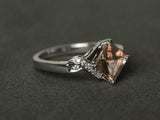1.6ct Princess Cut Peach Morganite Twisted Solitaire Ring 14k White Gold Finish