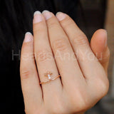 0.4ct Round Cut Moissanite Unique Geometric Engagement Ring 14K Rose Gold Plated