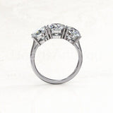 2.1ct Round Cut Moissanite Three Stone Engagement Ring 14k White Gold Plated