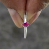 0.3ct Engagement Ring Oval Cut Pink Ruby Solitaire Minimalist 14k WhiteGold Over