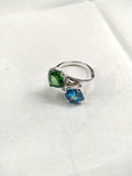 2ct Engagement Ring Cushion Green Emerald Two Stone Bypass 14k White Gold Finish