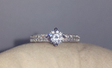 2.7Ct Round Cut Diamond Dual Row Accent Engagement Ring 14K White Gold Finish