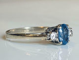 2ct Engagement Ring Oval Cut Blue Sapphire Solitaire Trilogy 14k White Gold Over