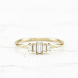 5 Stone Art Deco Engagement Ring 0.8ct Baguette Cut Diamond 14k Yellow Gold Over