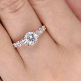 2.3ct Round Cut Diamond Engagement Ring Accents Solitaire 14k Rose Gold Finish