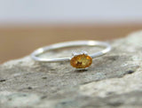 0.5ct Engagement Ring Oval Cut Yellow Citrine Minimalist 14k White Gold Finish