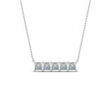 1ct Princess Diamond 5 Stone Horizontal Pendant 14k White Gold Finish NO CHAIN