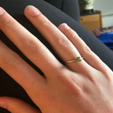 0.4ct Engagement Ring Round Cut Peridot Solitaire Minimalist 14k White Gold Over
