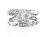 2.2ct Oval Simulated Diamond Split Shank Engagement Ring 14k White Gold Plated