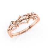 0.1ct Round Cut Moissanite Twig Vine Women Wedding Band 14k Rose Gold Plated