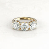2.1ct Round Cut Moissanite Three Stone Engagement Ring 14k White Gold Plated