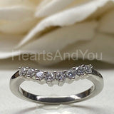 0.5ct Round Cut Moissanite Curved Stackable Wedding Band 14k White Gold Plated