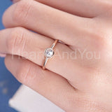 0.5ct Round Cut Moissanite Bezel Solitaire Engagement Ring 14k Rose Gold Plated