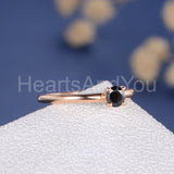 0.5ct Round Cut Simulated Black Diamond Solitaire Ring 14k Rose Gold Plated
