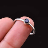 0.2ct Engagement Ring Round Cut Sapphire Bezel Set Solitaire 14k White Gold Over