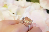 1.5ct Asscher Cut Peach Morganite Engagement Ring 14k White Gold Over Solitaire