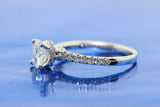 1.4ct Round Diamond Engagement Ring Solitaire 18k White Gold Finish with Accents