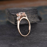 1ct Oval Cut Pink Morganite Pear Accent Engagement Ring 14k Rose Gold Finish New